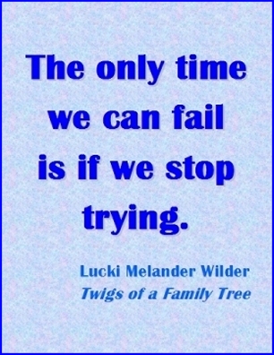 The only time we can fail is if we stop trying. #Failure #DontGiveUp #TwingsOfAFamilyTree